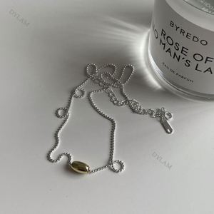 Dylam Trendy Simple Design Ins Style 18k <b>Gold</b> Plated Silver <b>Solid</b> <b>Gold</b> Ball Bead <b>Pendant</b> Necklace for Women - Product Image 3