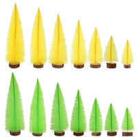 Mini sapin fluorescent bleu réactif aux UV de 10 cm, petit sapin sur base en bois pour décoration de table de fête sous lumière noire