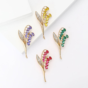 Broche Épi de Blé Luxe en Alliage Plaqué Or avec Strass, Broche Fleur Tendance pour Fiançailles, Mariage, Fête, Cadeau, Épingles de Haute Qualité - Product Image 1