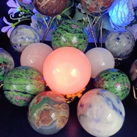 Vente en gros de sphères en cristal rose jade rubis dans zoïsite, réactives aux UV, pour la décoration de la maison