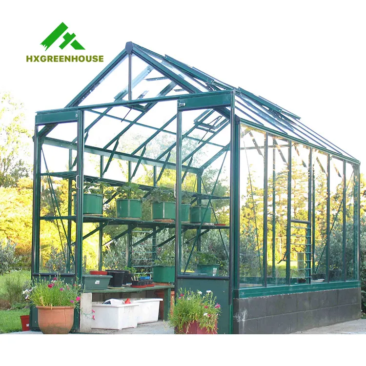 Royal inovativo luxuoso elegante plano de vidro temperado jardim usado greenhouse para venda