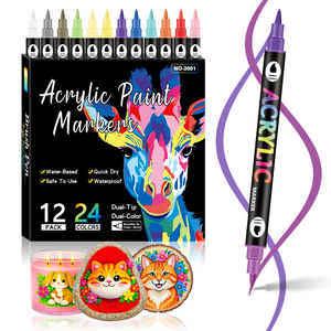 Ensemble de marqueurs acryliques double-tête et double-couleur XJY NO-2001, best-seller, <span class=keywords><strong>pour</strong></span> la peinture et le dessin des enfants, comprend 12 marqueurs, 24 couleurs - Product Image 1