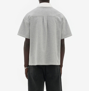 Polo en coton épais personnalisé pour <span class=keywords><strong>homme</strong></span>, col contrastant, style streetwear, coupe oversize, manches courtes, <span class=keywords><strong>chemise</strong></span> de rugby, t-shirt décontracté uni, nouveauté - Product Image 2