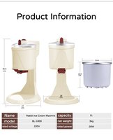 Petite machine à glace à fruits entièrement automatique pour la maison, alimentation CA, capacité de 1,06 litre, fabricant de glaces DIY pour enfants