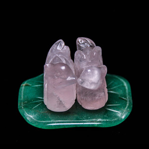 Cristal de cuarzo rosa tallado a mano, 60x41mm, Pato Mandarín, tallado de cristal para regalos - Product Image 4