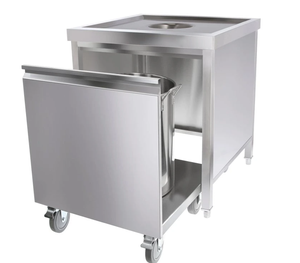 Stainless Steel Mobile Waste Bin Trolley 220mm Round Hole for Fast Food Restaurant - Product Image 3