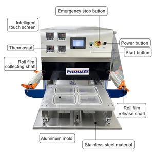 Machine de cachetage de plateau de remplissage <span class=keywords><strong>d</strong></span>'azote Machine de conditionnement pneumatique automatique scellant de plateau de bureau pour légumes aliments et boissons - Product Image 2