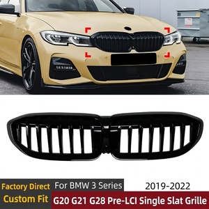 Rejilla frontal de riñón negro brillante de una sola barra para <span class=keywords><strong>BMW</strong></span> Serie <span class=keywords><strong>3</strong></span> G20 G21 G28 2019-<span class=keywords><strong>2022</strong></span> Pre-LCI, rejilla de parachoques delantero modificada - Product Image 1