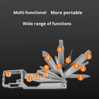 LFEDC 13 en 1 Outil multifonctionnel en acier inoxydable pliable Porte-téléphone Ouvre-bouteille de survie en plein air Multi-outils avec mousqueton