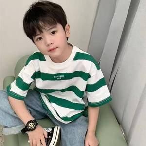 T-shirts pour enfants garçons été à manches courtes rayé demi-manches chemises nouveau Style pur coton enfants <span class=keywords><strong>sous</strong></span>-vêtements polyvalents - Product Image 6