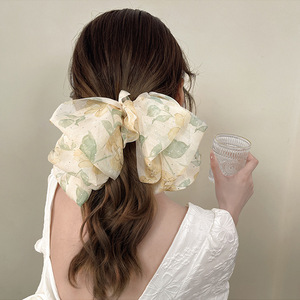 Pince à cheveux en mousseline de soie accessoire de cheveux haut de gamme pince à ressort à nœud floral vêtements de tête pour femmes - Product Image 6