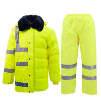 Imperméable de sécurité jaune fluorescent réfléchissant ANSI Classe 3 avec logo, en tissu Oxford de coton épaissi, résistant au froid, vêtement de travail - Marque Aoke