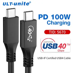 ULT-यूनाईटेड USB-IF प्रमाणित 0.8m समाक्षीय यूएसबी 4.0 केबल वज्र 3 संगत 40Gbps पीडी 100W चार्ज पूर्ण विशेष रुप से USB4 केबल