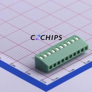 KF128-2.54-10P Screw Terminal Block Through hole Component (THT),P=2.54mm Connector 1x10P 2.54mm Green Through Hole - Product Image 2