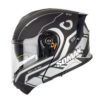 Casque de moto modulaire intégral SOMAN SM965, visière double relevable, coque ABS, boucle à dégagement rapide, équipement de conduite urbaine pour adulte