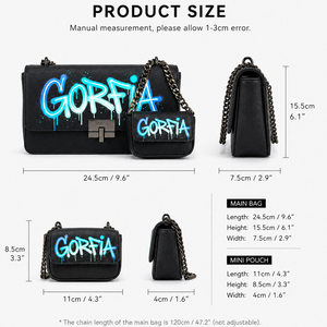 Bolso bandolera de gran capacidad con cadena, de cuero PU estampado, con logotipo personalizado, estilo vintage, conjunto de bolso mensajero de diseñador. - Product Image 2