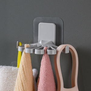 High-capacity <b>Wall</b> Rack Bathroom Towel Rack Self-adhesive Plastic <b>Hook</b> Storage Towel Storage Rack - Product Image 1