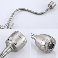 Robinet de cuisine commercial élégant en acier inoxydable, simple tuyau flexible brossé à froid, 2 fonctions