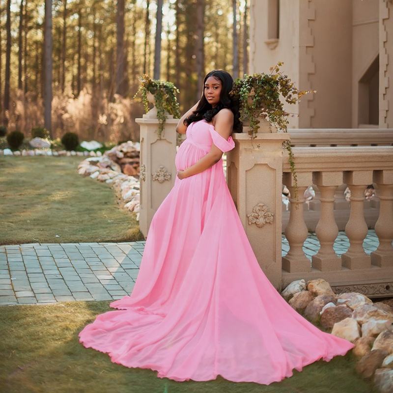 Wedding Dress Maternity Dresses For Photoshoot Pink Pregnancy Maxi