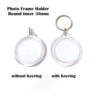 Porte-clés <span class=keywords><strong>photo</strong></span> en acrylique transparent, rond de 36 mm, double face, avec cadre coulissant pour <span class=keywords><strong>photo</strong></span>, anneau métallique, DIY - Product Image 1