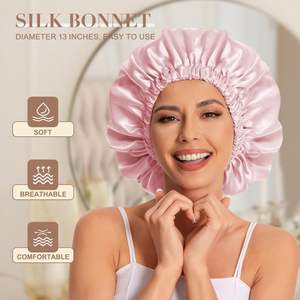 Silk Adjustable Hair <b>Bonnet</b> for Sleeping Hair <b>Bonnets</b> for Women Curly Natural Hair - Product Image 2