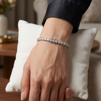 Bracelet tennis en or blanc massif 18 carats avec diamant de laboratoire CVD taille ronde 5 carats, 3 mm, à quatre griffes, 6,75 pouces, bijoux personnalisés pour femme