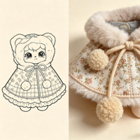 Tenue d'hiver pour poupée en peluche, col en fourrure à pompons, vêtements pour poupée, accessoires pour poupée, conception personnalisée et fabrication OEM disponibles
