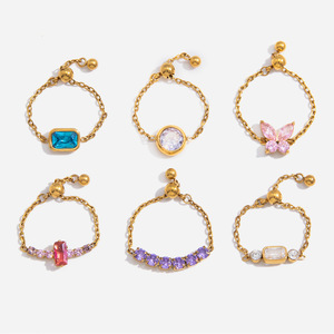 <b>Adjustable</b> Pull-Out <b>Ring</b> With Zircon Butterfly Design For Everyday Wear Unisex Jewelry - Product Image 1