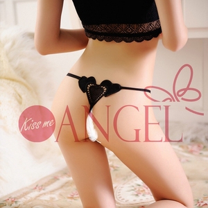 Mutandine da donna KISS ME ANGEL luxury ultra sottile trasparente cuore sexy ricamato mutandine da donna in pizzo T pants - Product Image 5