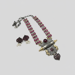 Élégant ensemble de colliers longs en pierre de Pota plaquée 2 tons Collection de bijoux fins - Product Image 2