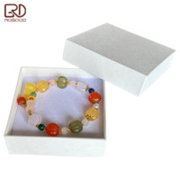 ROGOOD Boîte à bijoux rigide en papier gaufré blanc de luxe haut de gamme avec insert en mousse 90x90x30mm P2256