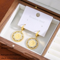 Bijoux personnalisés pour femmes, boucles d'oreilles rondes en acier inoxydable plaqué or 18 carats, hypoallergéniques, finition polie