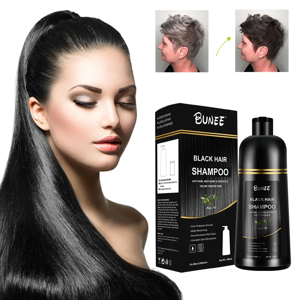 Private label 5 minuti di tintura rapida magic grey coverage shampoo a base di erbe per capelli neri