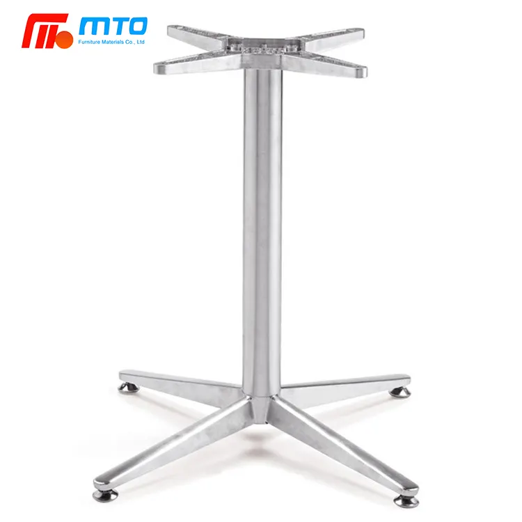 Meja Makan Restoran Aluminium Matt Modern Bingkai Kaki Baja Furnitur Meja Kopi Besi Cor Logam Bulat Dasar