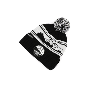 Produits très vendus <span class=keywords><strong>Bonnet</strong></span> d'hiver <span class=keywords><strong>à</strong></span> <span class=keywords><strong>pompon</strong></span>, 100% acrylique Bonnets unisexes pour enfants, Patch brodé <span class=keywords><strong>Bonnet</strong></span> jacquard <span class=keywords><strong>noir</strong></span> - Product Image 2