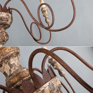 Lampadario Creativo <span class=keywords><strong>in</strong></span> Stile Americano e Francese, Vintage, <span class=keywords><strong>in</strong></span> <span class=keywords><strong>Legno</strong></span> Invecchiato Marrone/Beige, a Risparmio Energetico, per Soggiorno e Sala da Pranzo - Product Image 4