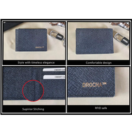 Dompet Lipat Dua Kulit Asli Premium Anti RFID untuk Pria, Tempat Kartu Ringkas, Aksesori Saku Sehari-hari, Hadiah