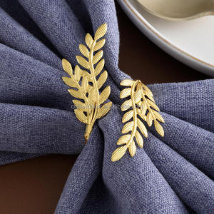 Anneaux de <span class=keywords><strong>serviette</strong></span> dorés en métal, motif feuille de blé naturel, série feuille, pour serviettes rondes, printemps-été, <span class=keywords><strong>mariage</strong></span>, fête des Mères, dîner - Product Image 3