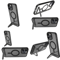 Casing Transparan Anti-Kuning Magnetik dengan Holder untuk iPhone 15 14 13 12 Plus 11 16 Pro Max 17 Air, Dropshipping Casing Ponsel