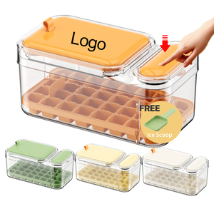 Recién llegado, molde cuadrado de plástico transparente para cubitos de hielo, contenedor de almacenamiento con tapa extraíble con bandeja de letras para máquina de helados - Product Image 1