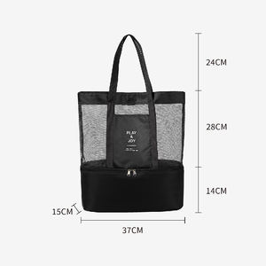 カスタムロゴ再利用可能なビーチプール屋外ショッピング旅行ジムピクニックビーチメッシュトートバッグ断熱クーラーコンパートメント付き - Product Image 4