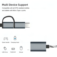 Câble adaptateur OTG USB 3.0 2 en 1, tressé en nylon, micro type C, adaptateur de synchronisation de données pour smartphone, souris, clavier, manette de jeu, charge