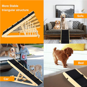 Solid Wood Adjustable Dog Ramp Stairs Bedside <b>Ladder</b> For Dogs With Non Slip Surface Customizable Size Natural Color - Product Image 2