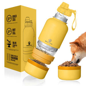 Amostra Grátis por Atacado, Logo Personalizado, Tigela Portátil 3 em 1 de Aço Inoxidável para Alimentação de Animais de Estimação, Produtos para Cães e Garrafinhas de Água - Product Image 1