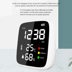 Mini détecteur de CO2 rechargeable par USB, capteur de température et d'humidité, moniteur de qualité de l'air en temps réel, alarme sonore - Product Image 4