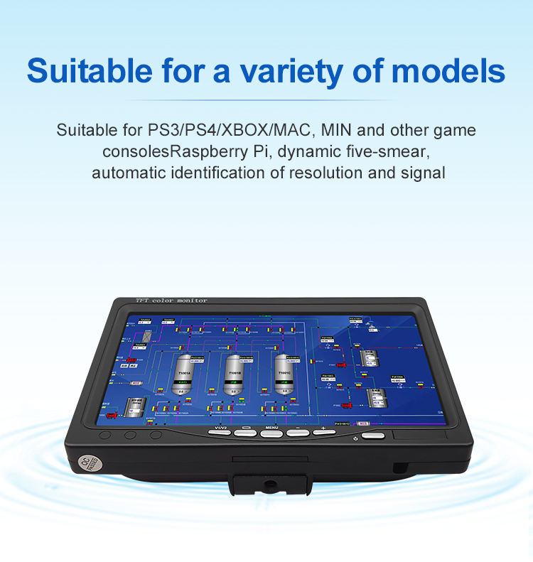 Industrial New Mini LCD Monitor 7 Inch 1024x600 Desktop Wall-Mounted IPS Screen VGA Business Use 75Hz 99% SRGB