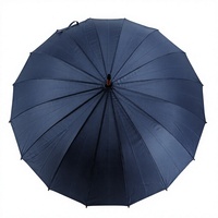 Parapluie droit double couche à 8 baleines en gros, parapluie promotionnel personnalisé avec logo coloré imprimé et poignée en bois courbée