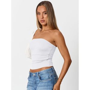 Womens <b>Strapless</b> Tube <b>Top</b> Sleeveless Bodycon Backless Y2K Party Wear Knitted Breathable Casual Dress - Product Image 4