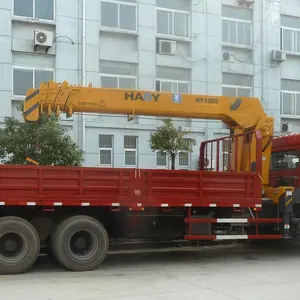 Haoy cho hội thảo 12 tấn thủy lực Bùng Nổ Ổ winch đi du lịch Telescopic Boom Lift Trailer với xe tải cẩu