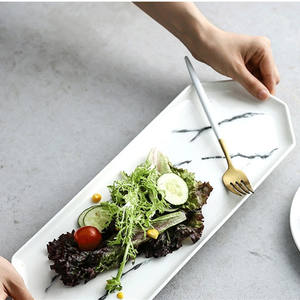 Ensemble d'assiettes en céramique assiette de service assiette à steak en porcelaine motif de marbre de style nordique de qualité alimentaire personnalisée pour <span class=keywords><strong>restaurant</strong></span> à usage domestique - Product Image 5
